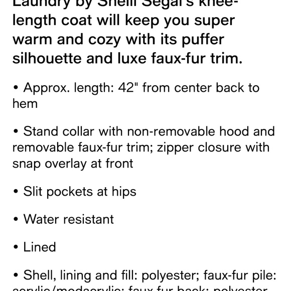 Laundry by Shelli Segal Women's Black Puffer Coat with Faux-Fur Hood - Picture 2 of 11